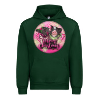 Forest Green Pink Merry Christmas Pig Urban Hoodie - FaDigitalArtStudio