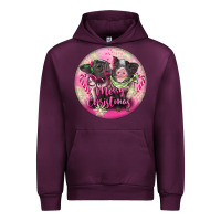 Mauve Wine Pink Merry Christmas Pig Urban Hoodie - FaDigitalArtStudio