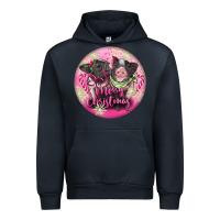 Navy Pink Merry Christmas Pig Urban Hoodie - FaDigitalArtStudio