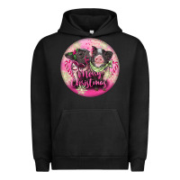 Pigment Black Pink Merry Christmas Pig Urban Hoodie - FaDigitalArtStudio