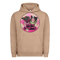 Pigment Burro Pink Merry Christmas Pig Urban Hoodie - FaDigitalArtStudio