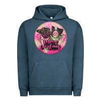 Pigment Midnight Navy Pink Merry Christmas Pig Urban Hoodie - FaDigitalArtStudio