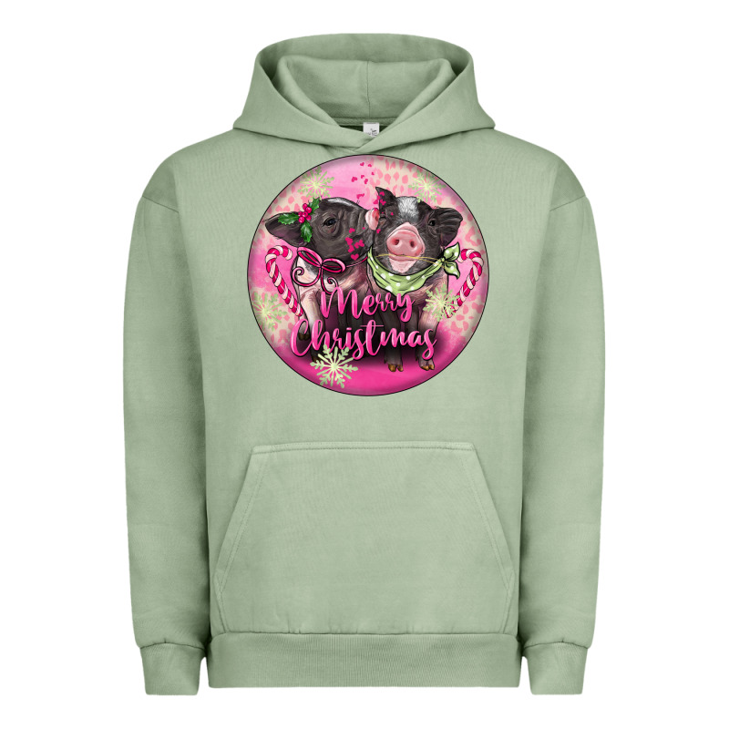 Pink Merry Christmas Pig Urban Hoodie by FaDigitalArtStudio | Teevron