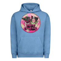 Pigment Pebble Blue Pink Merry Christmas Pig Urban Hoodie - FaDigitalArtStudio