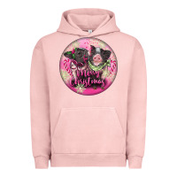 Pigment Salmon Pink Merry Christmas Pig Urban Hoodie - FaDigitalArtStudio