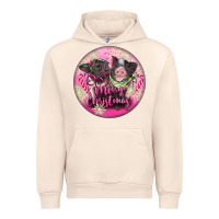 Sandshell Pink Merry Christmas Pig Urban Hoodie - FaDigitalArtStudio