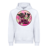White Pink Merry Christmas Pig Urban Hoodie - FaDigitalArtStudio