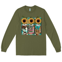 Army Green mason jar, sunflower Long Sleeve Tee - JahusDesignShop