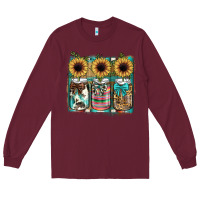 Burgundy mason jar, sunflower Long Sleeve Tee - JahusDesignShop