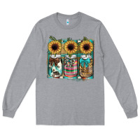 Heather Grey mason jar, sunflower Long Sleeve Tee - JahusDesignShop