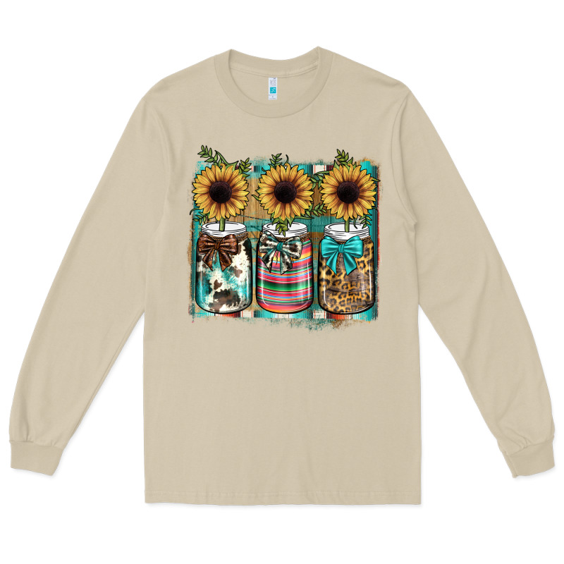 Mason Jar, Sunflower Long Sleeve Tee by JahusDesignShop | Teevron