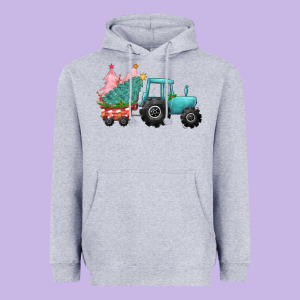 Christmas Tree Tractor Heavyweight Hoodie Designed By Cowgirlartshop