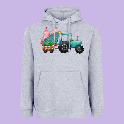Christmas Tree Tractor Heavyweight Hoodie Designed By Cowgirlartshop