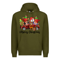 Army Green merry christmas truck gnomies Premium Hoodie - CowGirlArtShop