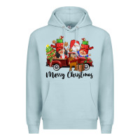 Blue Mist merry christmas truck gnomies Premium Hoodie - CowGirlArtShop