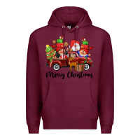 Burgundy merry christmas truck gnomies Premium Hoodie - CowGirlArtShop
