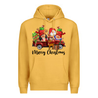 Mustard merry christmas truck gnomies Premium Hoodie - CowGirlArtShop