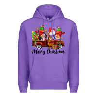 Purple merry christmas truck gnomies Premium Hoodie - CowGirlArtShop