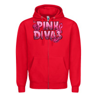Red Pink Divas Breast Cancer Zipper Hoodie - NancyCooperArtShop