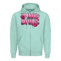Seafoam Pink Divas Breast Cancer Zipper Hoodie - NancyCooperArtShop