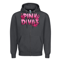 Smoke Pink Divas Breast Cancer Zipper Hoodie - NancyCooperArtShop