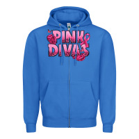 True Royal Pink Divas Breast Cancer Zipper Hoodie - NancyCooperArtShop
