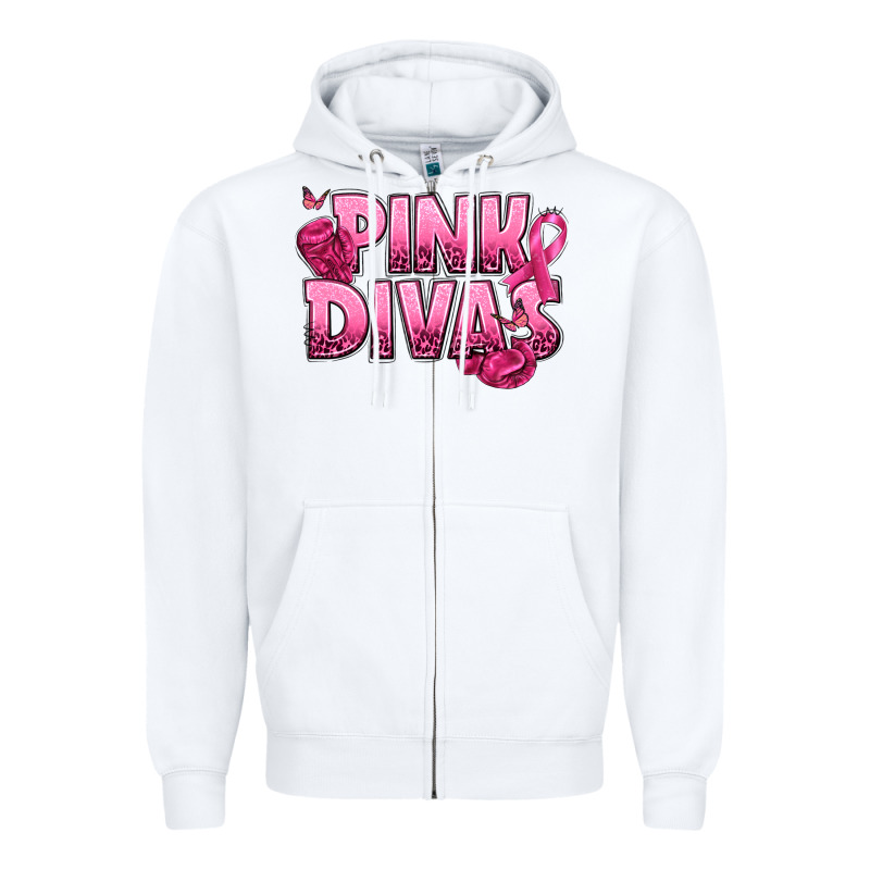 Pink Divas Breast Cancer Zipper Hoodie by NancyCooperArtShop | Teevron