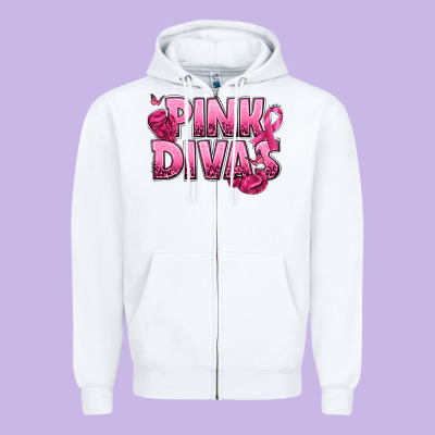 Pink Divas Breast Cancer Zipper Hoodie Designed By Nancycooperartshop
