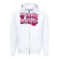 White Pink Divas Breast Cancer Zipper Hoodie - NancyCooperArtShop