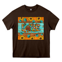 Chocolate Brown Sunflower Leopard Thanksgiving Love Heavy Core Tee - Artiststas