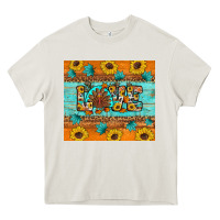 Cream Sunflower Leopard Thanksgiving Love Heavy Core Tee - Artiststas