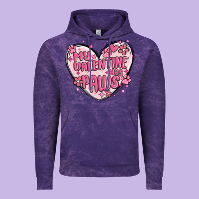 My Valentine Has Paws Vintage Hoodie Designed By Maliassmallbusiness