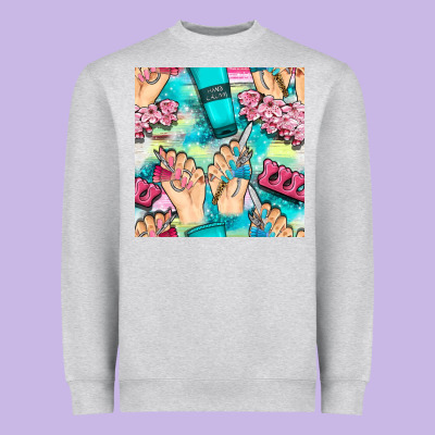 Hand Cream And Nail Tools With Serape And Glitter Seamless Pattern Bbs Heavyweight Sweatshirt Designed By Bundleandbundleshop