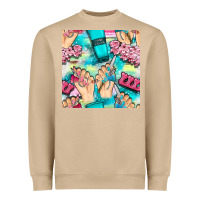 Mushroom hand cream and nail tools with serape and glitter seamless pattern bbs Heavyweight Sweatshirt - BundleAndBundleShop