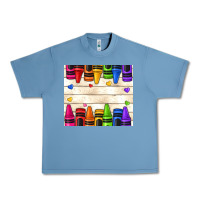 Pebble Blue custom teacher name crayons Urban Heavy Tee - NancyCooperArtShop