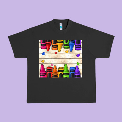 Custom Teacher Name Crayons Urban Heavy Tee Designed By Nancycooperartshop