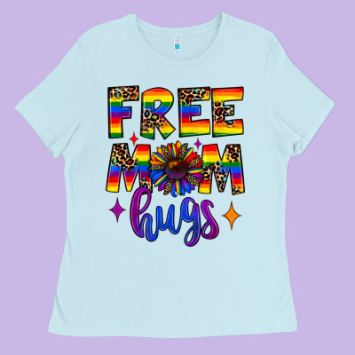 Free Mom Hugs Ladies Tee Designed By Jahusdesignshop