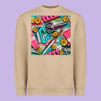 Nail Art Tools And Hand Cream With Serape And Turquoise Glitter Seamle Heavyweight Sweatshirt Designed By Bundleandbundleshop