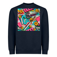 Navy nail art tools and hand cream with serape and turquoise glitter seamle Heavyweight Sweatshirt - BundleAndBundleShop