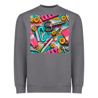 Storm nail art tools and hand cream with serape and turquoise glitter seamle Heavyweight Sweatshirt - BundleAndBundleShop