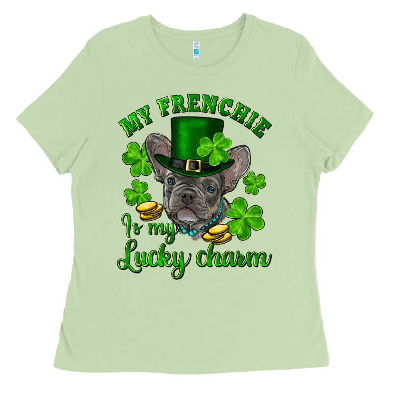 St.patricks Day My French Bulldog Is My Lucky Char Ladies Tee by RanaPortraitStore | Teevron