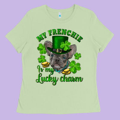 St.patricks Day My French Bulldog Is My Lucky Char Ladies Tee Designed By Ranaportraitstore