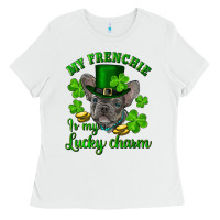 White st.patricks day my french bulldog is my lucky char Ladies Tee - RanaPortraitStore