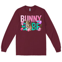 Burgundy Bunny Babe Easter Long Sleeve Tee - BundleAndBundleShop
