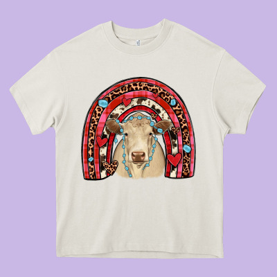 Valentines Charolais  Rainbow Heavy Core Tee Designed By Jahusdesignshop