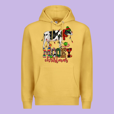 Mooey Christmas Cow Premium Hoodie Designed By Cowgirlartshop