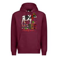 Burgundy mooey christmas cow Premium Hoodie - CowGirlArtShop