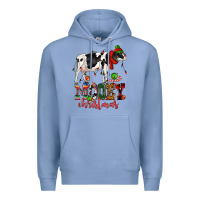Colony Blue mooey christmas cow Premium Hoodie - CowGirlArtShop