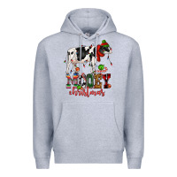 Heather Grey mooey christmas cow Premium Hoodie - CowGirlArtShop