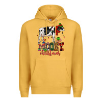 Mustard mooey christmas cow Premium Hoodie - CowGirlArtShop